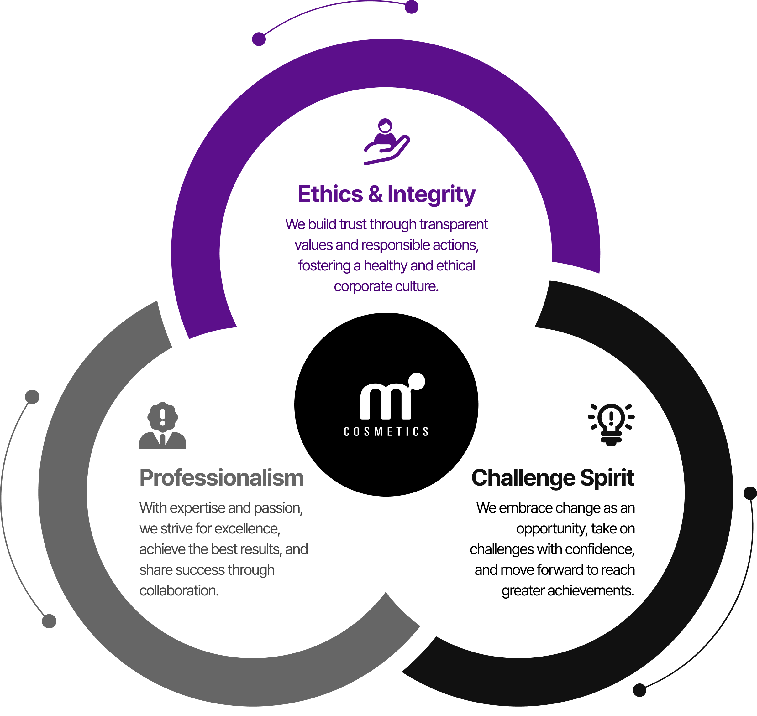 Ethics & Integrity, Professionalism, Challenge Spirit